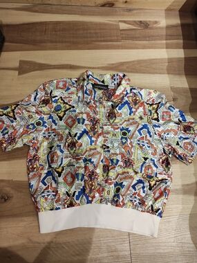 Lady Manhattan Vi Tage 70's Multicolor Abstract Print Short-Sleeve Shirt